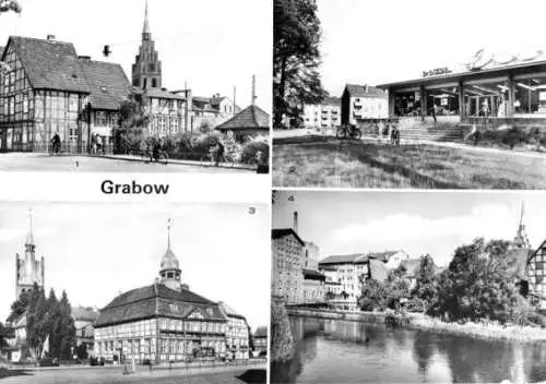 Ansichtskarte, Grabow Kr. Ludwigslust, vier Abb., 1983