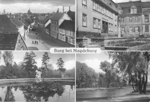 Ansichtskarte, Burg b. Magdeburg, vier Abb., 1967