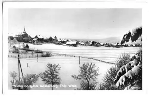 Ansichtskarte, Masserberg Thür. Wald, Winterteilansicht, 1955