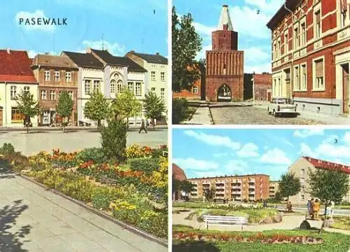Ansichtskarte, Pasewalk, 3 Abb., u.a. Ernst-Thälmann-Platz, 1974