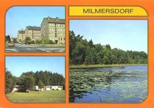 Ansichtskarte, Milmersdorf Kr. Templin, 3 Abb u.a. Neubauten, 1986