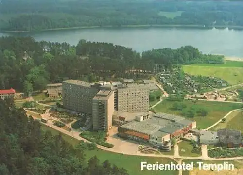 Ansichtskarte, Templin, Ferienhotel am Lübbesee, Luftbild, 1993