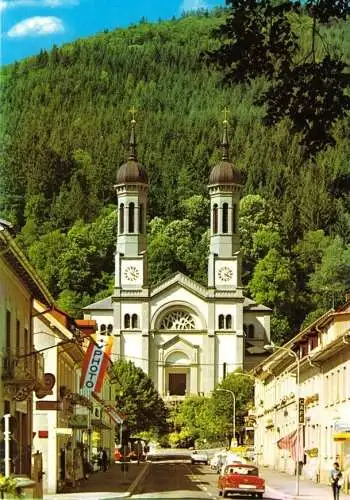 Ansichtskarte, Todtnau Schwarzwald, Straßenpartie mit Kirche, um 1985