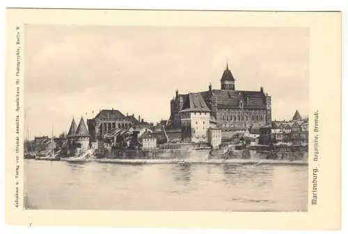 AK, Marienburg Westpr., Malbork, Die Marienburg, Nogatseite, stromab, um 1912