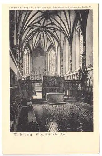 AK, Marienburg Westpr., Malbork, Die Marienburg, Kirche, Bl. i. d. Chor, um 1912