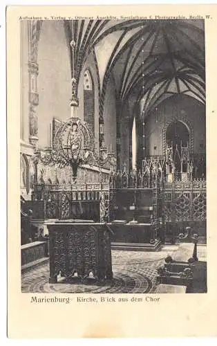 AK, Marienburg Westpr., Malbork, Die Marienburg, Kirche, Bl. a. d. Chor, um 1912