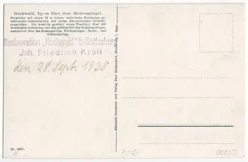 AK, Hochwald im Waldenburger Land, Gaststätte, 1930