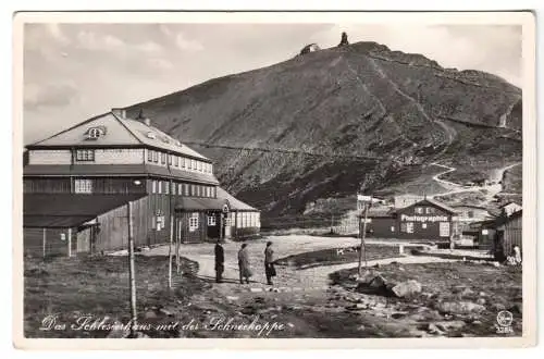 AK, Riesengebirge, Schneekoppe mit Schlesierhaus, um 1938