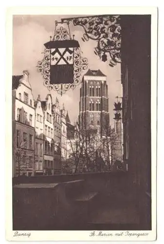 AK, Danzig, Gdańsk, St Marien mit Jopengasse, um 1930