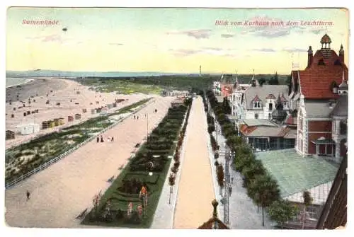 AK, Swinemünde, Świnoujście, Blick vom Kurhaus nach dem Leuchtturm, um 1908