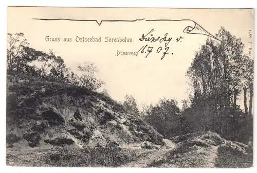 AK, Ostseebad Sorenbohm, Sarbinowo, Dünenweg, 1907