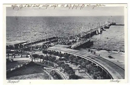 AK, Zoppot, Sopot, Totale des Seestegs, 1940