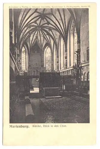 AK, Marienburg Westpr., Malbork, Die Marienburg, Kirche, Bl. i. d. Chor, 1917