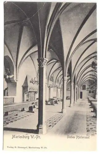 AK, Marienburg Westpr., Malbork, Die Marienburg, Sieben Pfeilersaal, um 1910