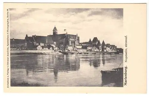 AK, Marienburg Westpr., Malbork, Die Marienburg, Nogatseite, stromauf, um 1912