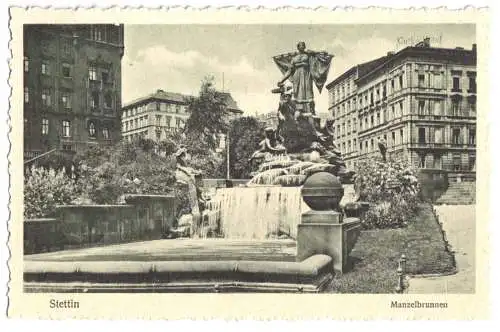 AK, Stettin, Szczecin, Manzelbrunnen, 1925