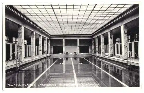 AK, Bad Landeck Isergeb., Ladek-Zdrój, Hallen-Schwimmbad, 1938