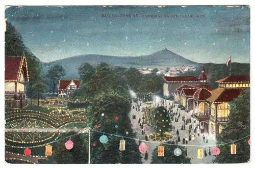 AK, Bad Salzbrunn, Szczawno-Zdrój, Illumination der Kuranlagen, 1911