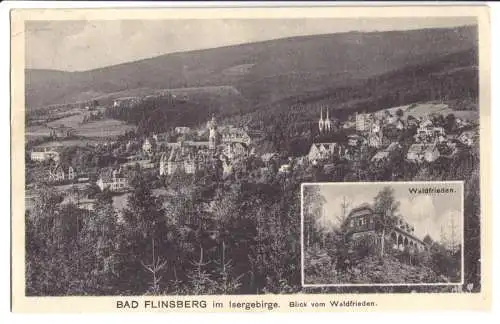 AK, Bad Flinsberg Isergeb., Totale u. Waldfrieden, 1924