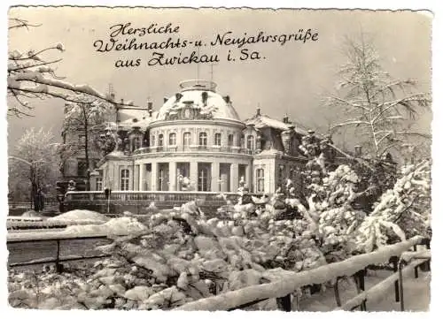 AK, Zwickau Sachs., Mokka-Bar, Winteransicht mit Neujahrsgrüßen, 1964