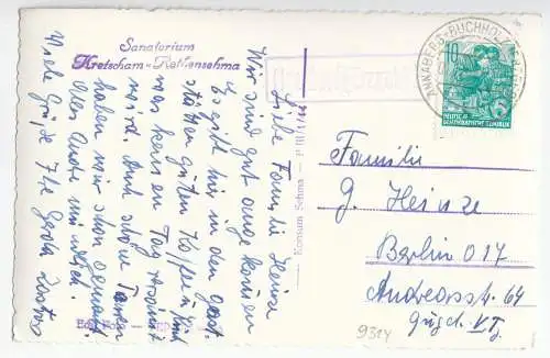 AK, Kretscham-Rothensehma, Sanatorium, Landpoststempel, 1959