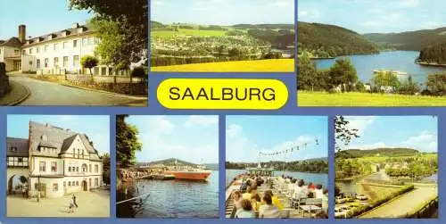 Ansichtskarte lang, Saalburg Saale, sieben Abb., 1987