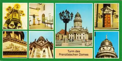 Ansichtskarte lang, Berlin Mitte, Turm des Französischen Doms, sieben Abb., 1988