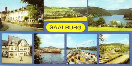 Ansichtskarte lang, Saalburg Kr. Schleiz, sieben Abb., 1987