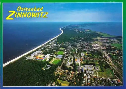 Ansichtskarte, Ostseebad Zinnowitz auf Usedom, Luftbildansicht, um 2002