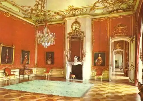 Ansichtskarte, Potsdam, Sanssouci, Neues Palais, Rotes Damastzimmer, 1977