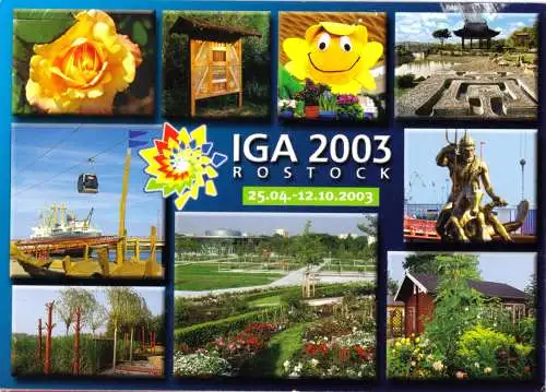 Ansichtskarte, Rostock, IGA 2003, neun Abb., gestaltet