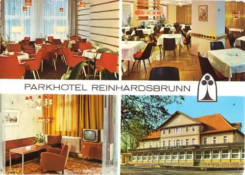 Ansichtskarte, Reinhardsbrunn Kr. Gotha, Parkhotel, vier Abb., 1981