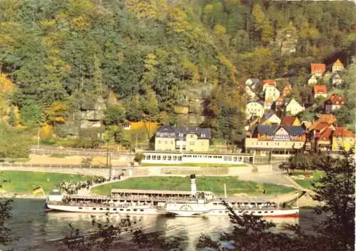 Ansichtskarte, Schmilka, Sächs. Schweiz, Totale mit Dampfer "Dresden", 1978
