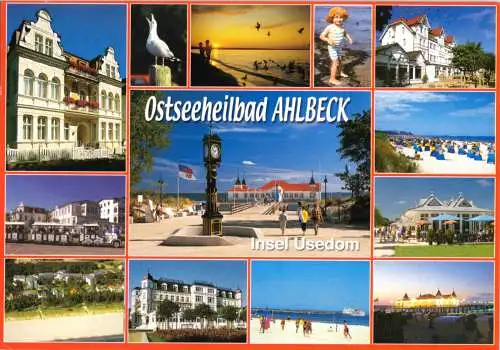 Ansichtskarte, Ostseeheilbad Ahlbeck auf Usedom, zwölf Abb., 2007