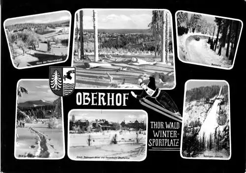 Ansichtskarte, Oberhof Thür. Wald, Wintersportplatz, sechs Abb., gestaltet, 1962