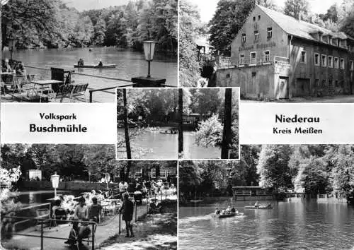 Ansichtskarte, Niederau Kr. Meissen, Volkspark Buschmühle, fünf Abb., 1972