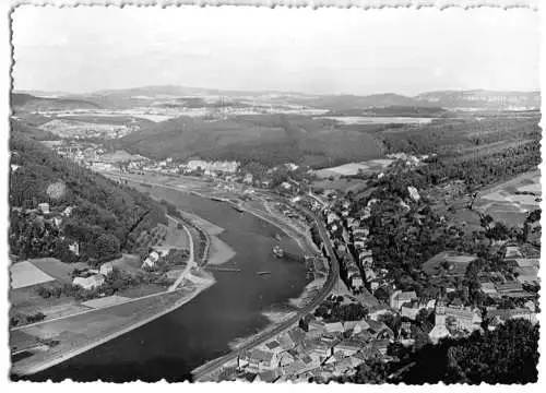 Ansichtskarte, Königstein Sächs. Schweiz, Blick von der Festung auf den Ort, 1957