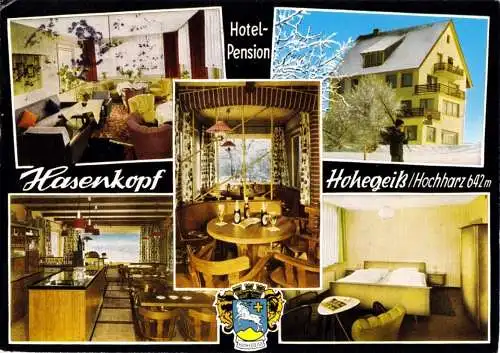 Ansichtskarte, Hohegeiß Hochharz, Hotel - Pension "Hasenkopf", fünf Abb., gestaltet, 1974