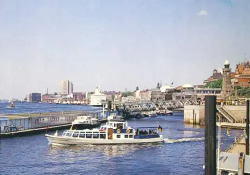 Ansichtskarte, Hamburg, Partie an den St. Pauli-Landungsbrücken, um 1986