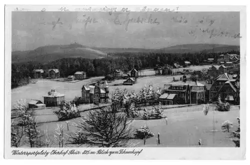 AK, Oberhof, Teilansicht mit Schneekopf, um 1950