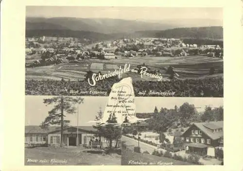 AK, Schmiedefeld am Rennsteig, drei Abb., gestaltet, Echtfoto, 1957