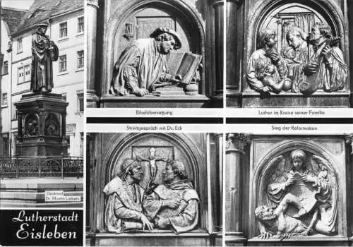 AK, Lutherstadt Eisleben, Luther-Denkmal, fünf Abb., 1969