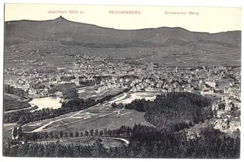AK, Reichenberg, Liberec, Gesamtansicht mit Jeschken, 1912