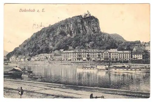 AK, Bodenbach a. E., Děčín, Stadtpanorama mit Burg, um 1918