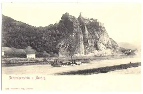 AK, Aussig, Ústí nad Labem, Elbblick zum Schreckenstein, um 1902