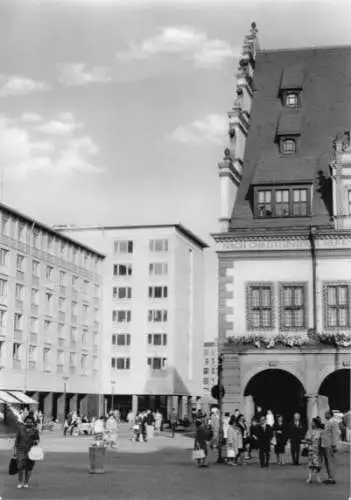 AK, Leipzig, Straßenpartie am alten Rathaus, 1965