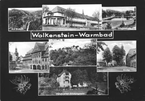 Ansichtskarte, Wolkenstein - Warmbad, sieben Abb., gestaltet, 1962