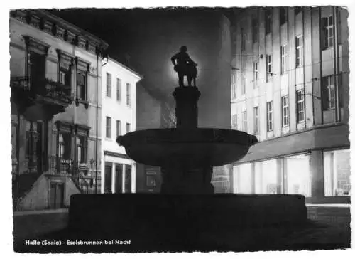 AK, Halle Saale, Eselsbrunnen, Nachtansicht, 1960