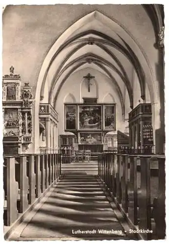 AK, Lutherstadt Wittenberg, Innenansicht der Stadtkirche, 1961