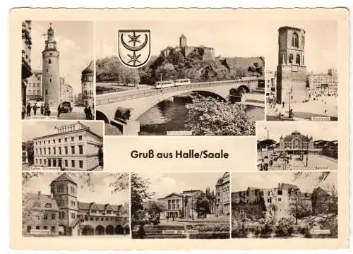 AK, Halle Saale, acht Abb., 1958